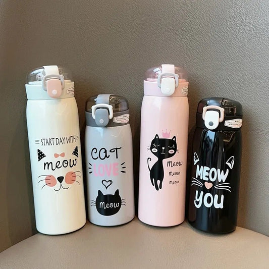 Kitty Cat Stainless Steel Kids Flask - Water Bottles - Scribble Snacks