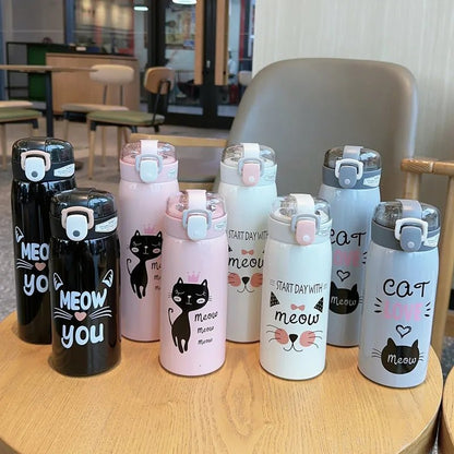 Kitty Cat Stainless Steel Kids Flask - Water Bottles - Scribble Snacks