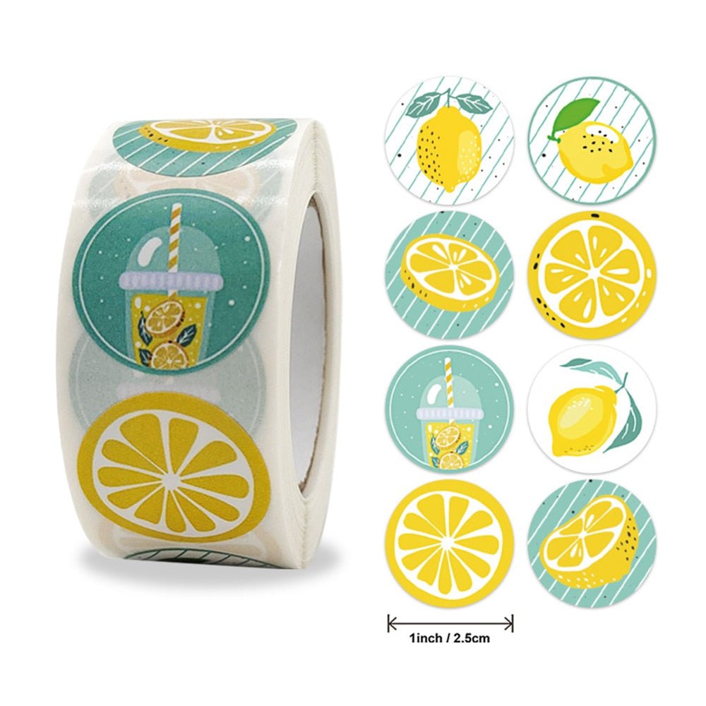 Lemon Party Round Stickers for Envelopes and Gifts | Scribble Snacks