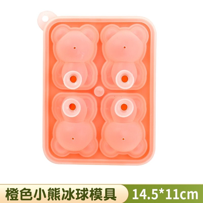 Little Teddy Bear Ice Cube Mold - 4 Grid 3D Silicone for Household Ice Cream and Ice Blocks - Ice Cube Trays - Scribble Snacks