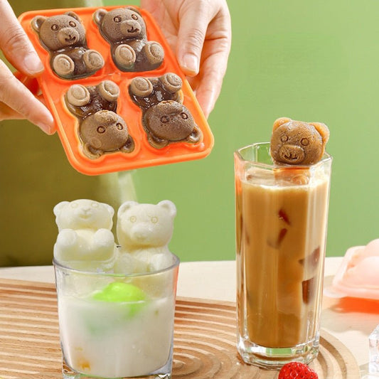 Bear Ice Mold 4 Grids, Ice Cube Trays Mold to Make Lovely 3D DIY