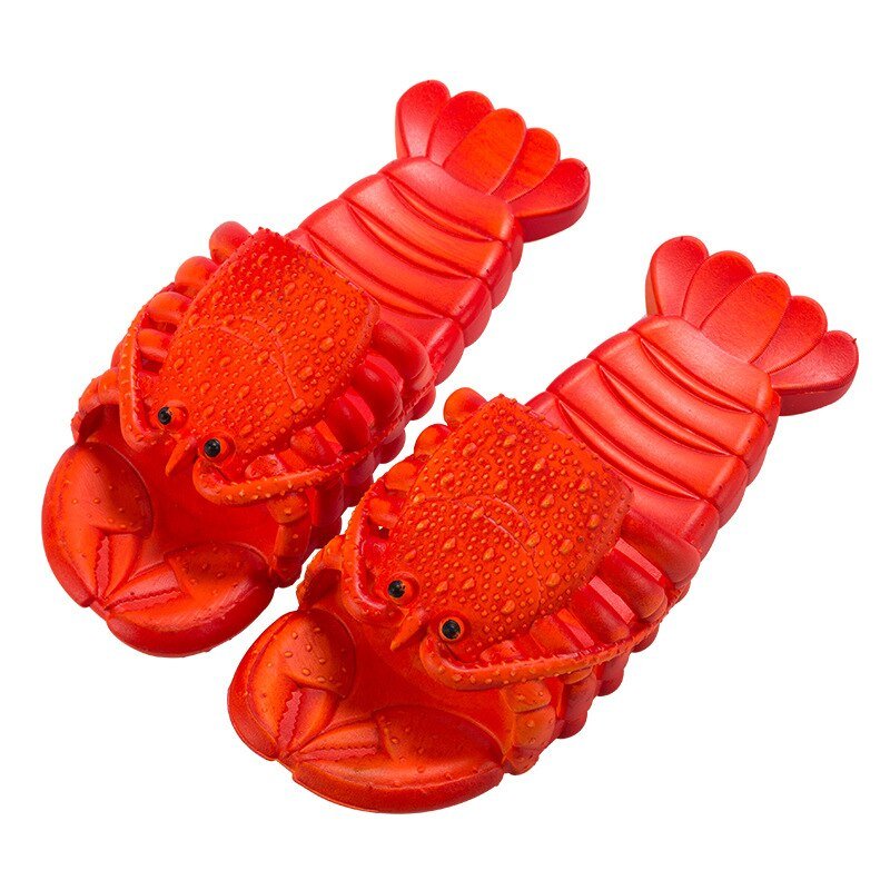 Lobster Cartoon Summer Slippers: Unisex, Flat Platform - Shoes & Slippers - Scribble Snacks