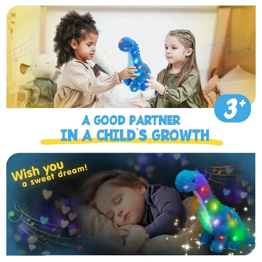 Luminous Blue Dinosaur Plush Pillow - Soft Plush Toys - Scribble Snacks