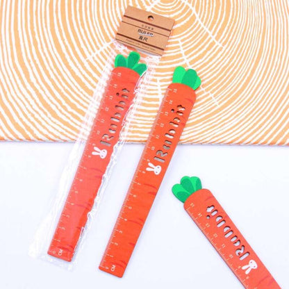 Measure the Crunch - Carrot Wooden Straight Ruler - 15cm - 0 - Scribble Snacks