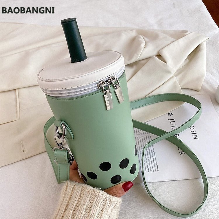 Milk Tea Drink Crossbody Bag with Cartoon Print - Bags & Backpacks - Scribble Snacks