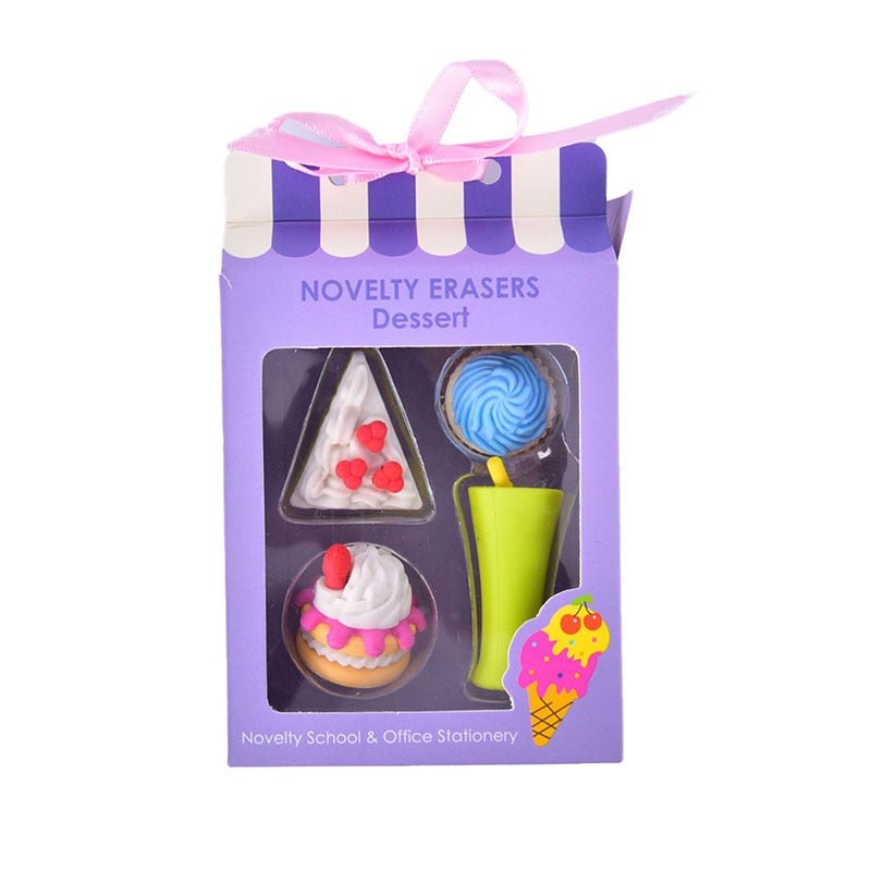 Mini Cute Eraser Pack - Four Piece Festive Food Eraser Sets - Erasers - Scribble Snacks