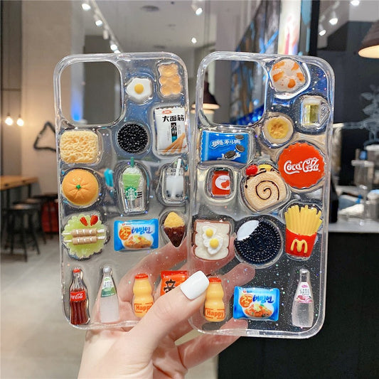 Mini Snack Magic - Korea Cute Mini 3D Snacks Clear Phone Case for iPhone 13/12 & More - iPhone Cases - Scribble Snacks