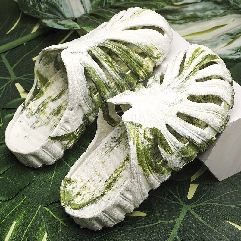 Monstera Unisex Summer Slides: Beach and Home Footwear - Shoes & Slippers - Scribble Snacks