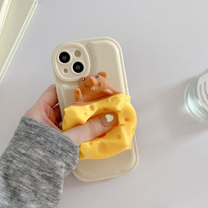 Mouse Cheese Press Stress Relief iPhone 13/12/11/SE Case - iPhone Cases - Scribble Snacks