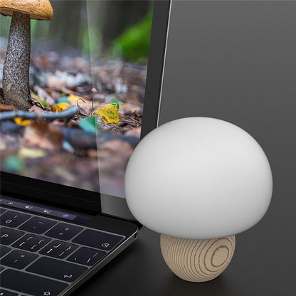 Mushroom LED Night Lamp with Adjustable Brightness and Wooden Base - Lamp / Lighting - Scribble Snacks