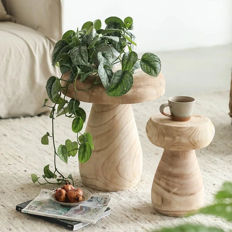 Mushroom Model Wabi-Sabi Wooden Stool - Chairs & Stools - Scribble Snacks