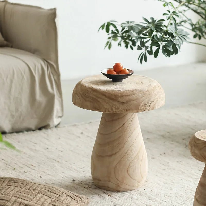 Mushroom Model Wabi-Sabi Wooden Stool - Chairs & Stools - Scribble Snacks