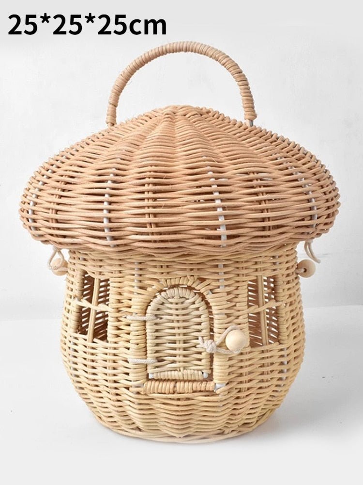 Mushroom Wicker Picnic Basket: Hand-Woven, Large Storage Capacity - Storage Boxes - Scribble Snacks