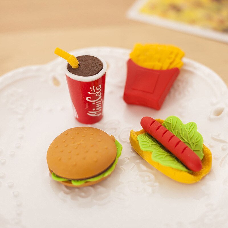 Noshable Novelty Erasers - 4 Pack of Coke/Fries/Burger/Hot Dog Erasers - Erasers - Scribble Snacks