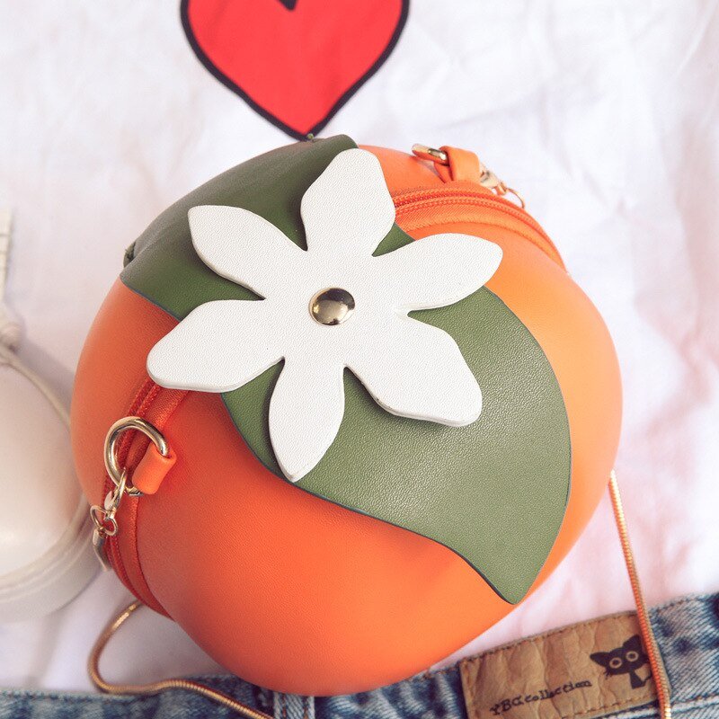Orange Circular Crossbody Bag with Chain Strap - Bags & Backpacks - Scribble Snacks