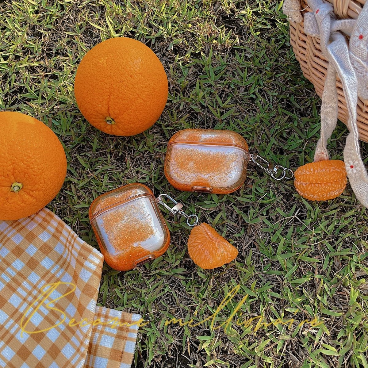 Orange Glitter Liquid Case for AirPods 2/Pro - Airpods Cases - Scribble Snacks