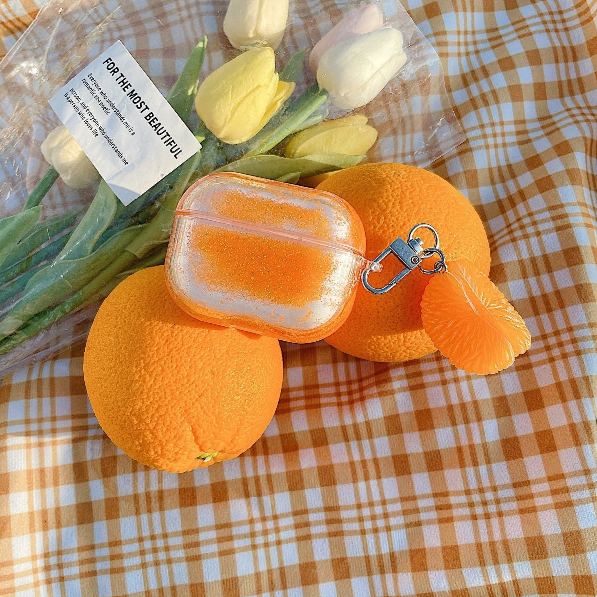 Orange Glitter Liquid Case for AirPods 2/Pro - Airpods Cases - Scribble Snacks