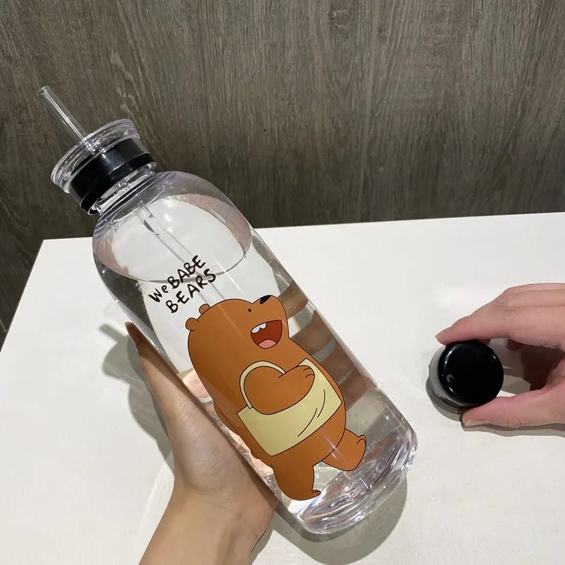 Panda Bear 1000ml Straw Water Bottle - Water Bottles - Scribble Snacks