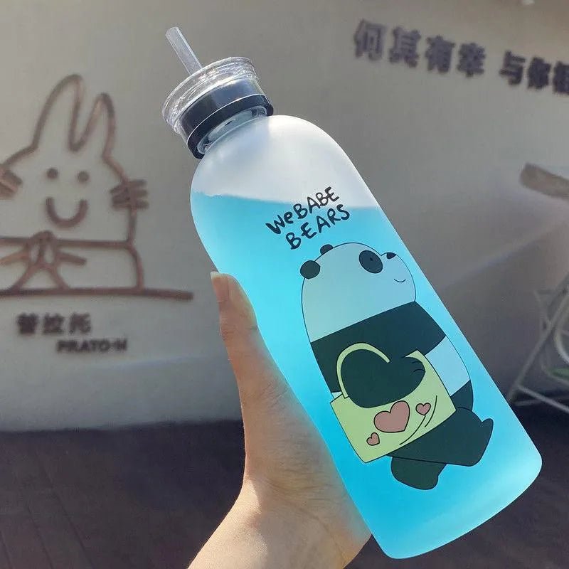 Panda Bear 1000ml Straw Water Bottle - Water Bottles - Scribble Snacks