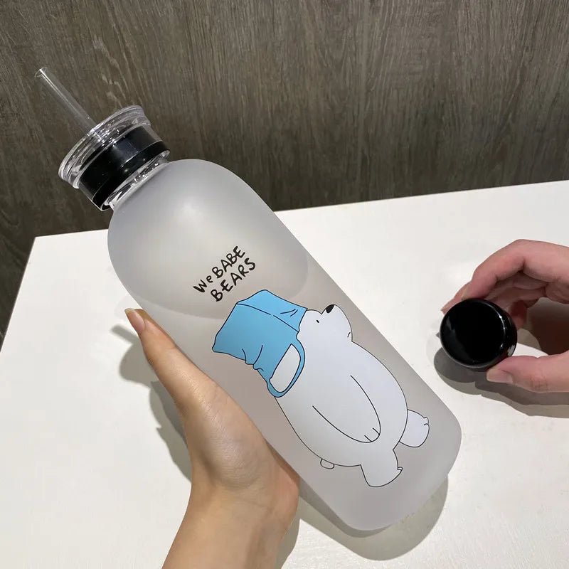 Panda Bear 1000ml Straw Water Bottle - Water Bottles - Scribble Snacks
