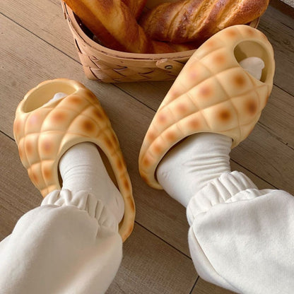 Pineapple Bun Bread Shaped Non-Slip Indoor Slippers - Shoes & Slippers - Scribble Snacks