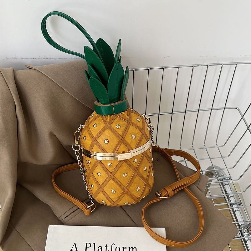 Pineapple Crossbody Bag with Metal Chain - Bags & Backpacks - Scribble Snacks