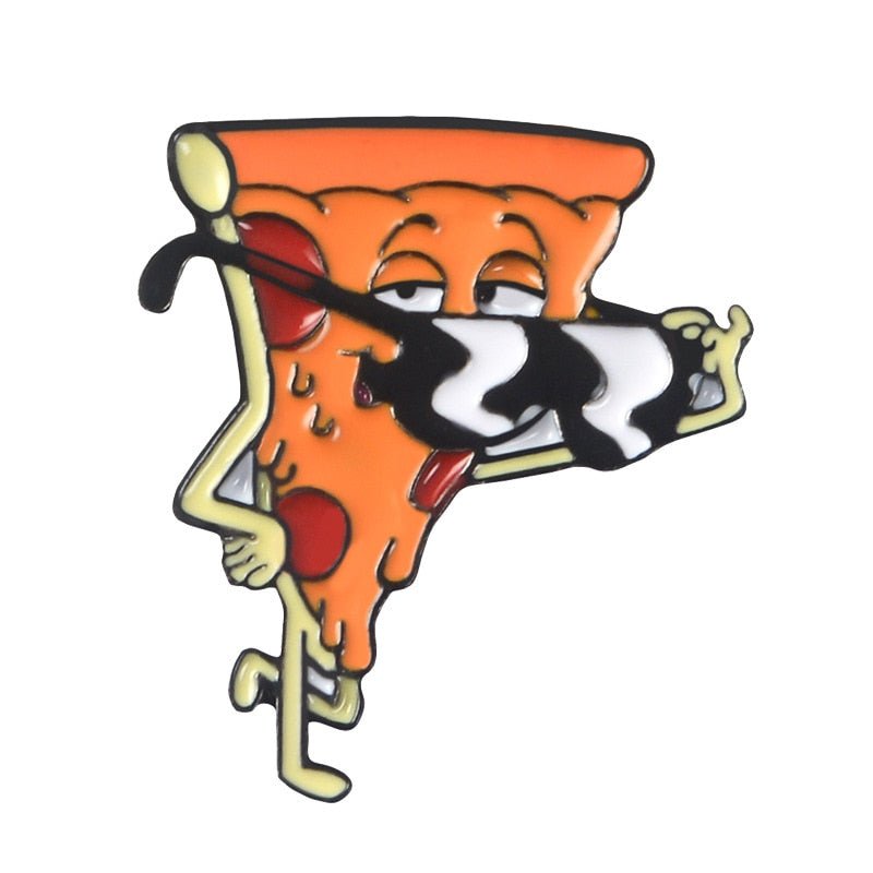 Pizza, UFO, Gramophone Planet Enamel Brooch Pin - Clothing Pin - Scribble Snacks