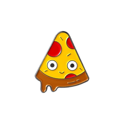 Pizza, UFO, Gramophone Planet Enamel Brooch Pin - Clothing Pin - Scribble Snacks