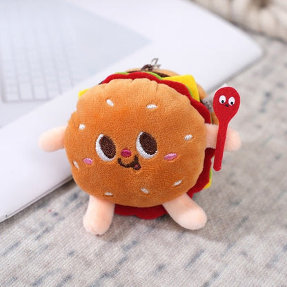 Plush Food Toys Keychains - Pizza, Burger, Fries, and Toast Designs for Fun Children's Gifts - Keychains - Scribble Snacks