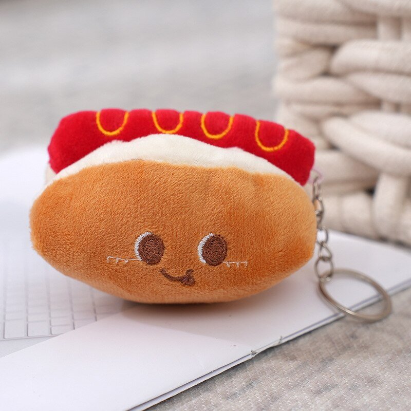 Plush Food Toys Keychains - Pizza, Burger, Fries, and Toast Designs for Fun Children's Gifts - Keychains - Scribble Snacks