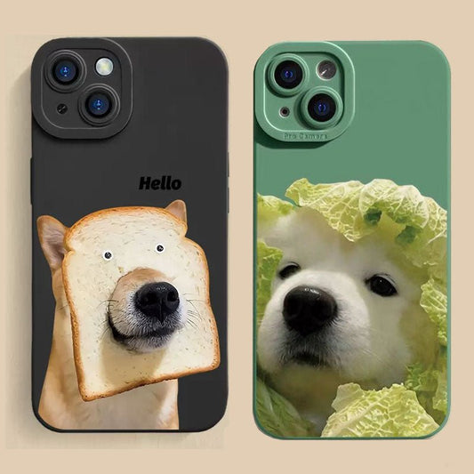 Pooch Bread Hug - Cute Bread Cabbage Dog TPU Soft Phone Case for iPhone 14/13/12 - iPhone Cases - Scribble Snacks