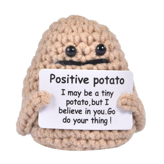 Positive Energy Potato Hug Pocket Hug - Mini Inspiriational Potato Handmade Plush Knitted Wool Potato Doll - Soft Plush Toys - Scribble Snacks