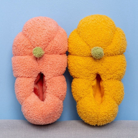 Pumpkin Plush Indoor Slippers: Warm, Winter Footwear - Shoes & Slippers - Scribble Snacks
