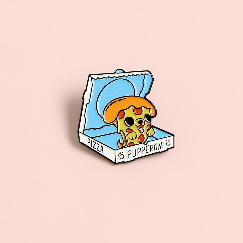 Puppy Pizza Enamel Pin for Shirt, Bag, Lapel - Clothing Pin - Scribble Snacks