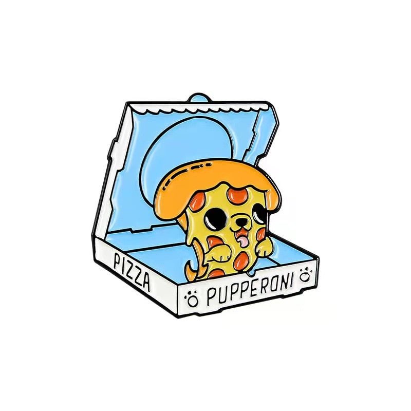Puppy Pizza Enamel Pin for Shirt, Bag, Lapel - Clothing Pin - Scribble Snacks