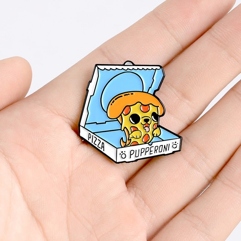 Puppy Pizza Enamel Pin for Shirt, Bag, Lapel - Clothing Pin - Scribble Snacks