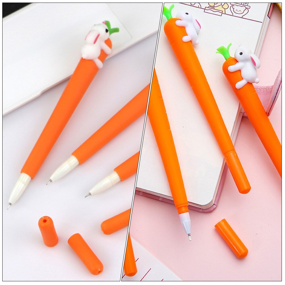 Rabbit and Carrot Ink Pens - Easter Bunny Cartoon Signature Pens, 0.5mm - Pack of 15 Pens - Pens/Pencils - Scribble Snacks