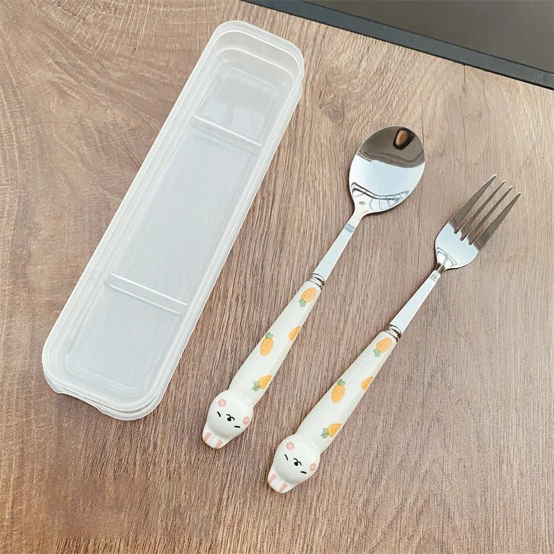 Rabbit Cartoon Stainless Steel Cutlery Set - Cutlery Set - Scribble Snacks