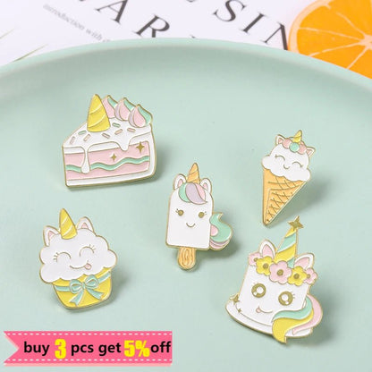 Rainbow Dessert Enamel Pin Set - Clothing Pin - Scribble Snacks