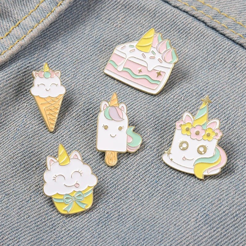 Rainbow Dessert Enamel Pin Set - Clothing Pin - Scribble Snacks