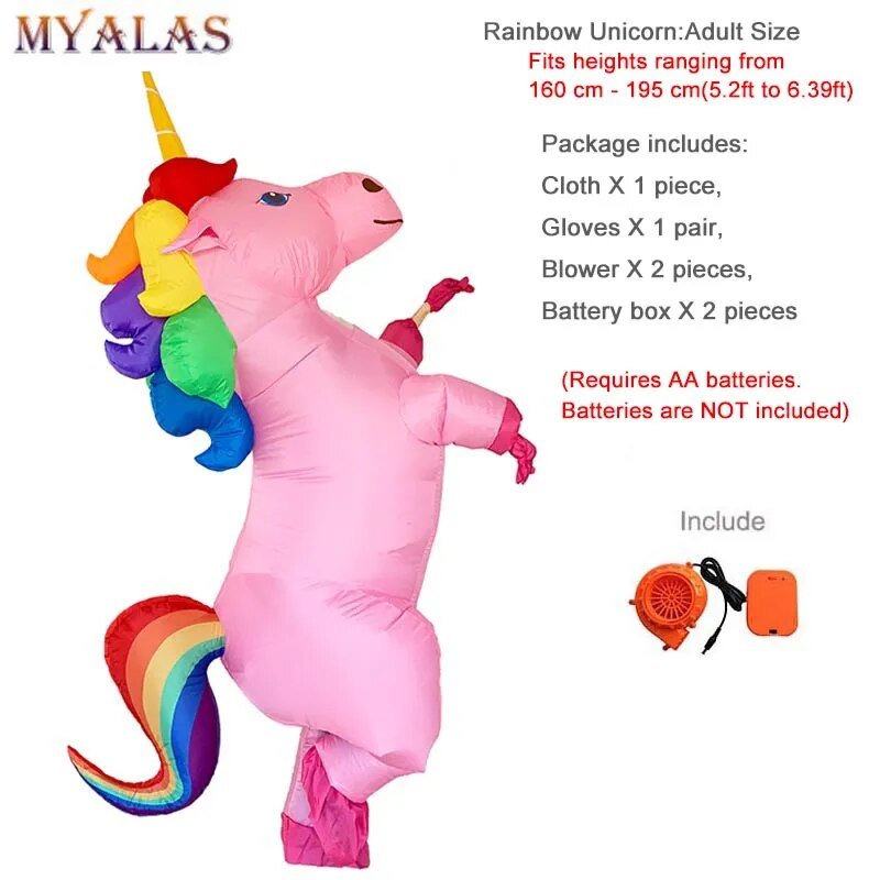 Rainbow Unicorn Inflatable Costume - Inflatable Costume - Scribble Snacks
