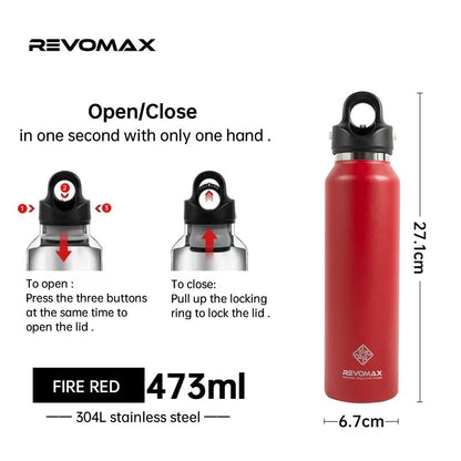 Revomax Insulated Stainless Steel Thermos - Water Bottles - Scribble Snacks