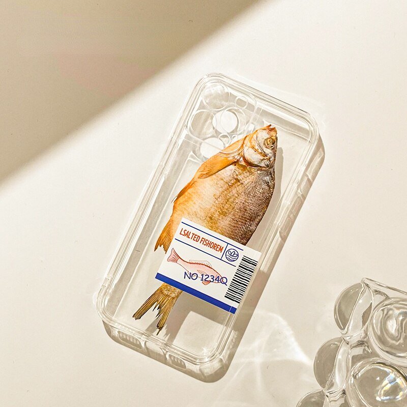 Salty Fish Pupper - Salted Fish & Dog Transparent Phone Case for iPhone 14/13/12 & More - iPhone Cases - Scribble Snacks
