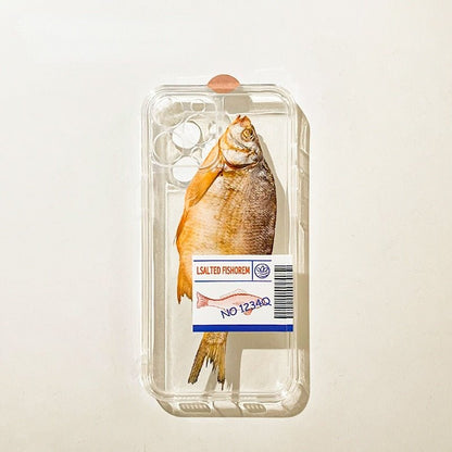 Salty Fish Pupper - Salted Fish & Dog Transparent Phone Case for iPhone 14/13/12 & More - iPhone Cases - Scribble Snacks