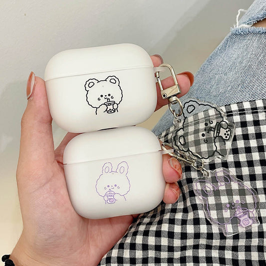 Silicone Cartoon Bear AirPods 1/2/Pro/3 Case with Keyring - Airpods Cases - Scribble Snacks