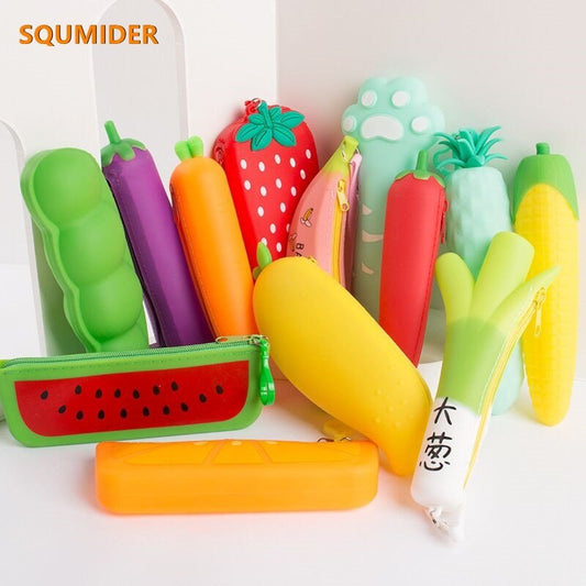 Silicone Fruit and Vegetable Pencil Case/Wallet/Storage Bag - Pencil Cases - Scribble Snacks