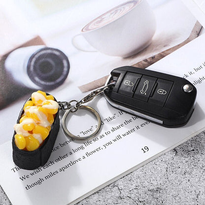 Simulated Sushi Meat Rice Ball Keychain - Creative Cartoon Seafood Series for Bags and Cars - Keychains - Scribble Snacks