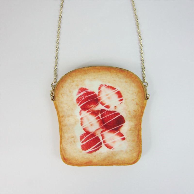 Small Bread Pattern Crossbody Bag with Chain Strap - Bags & Backpacks - Scribble Snacks