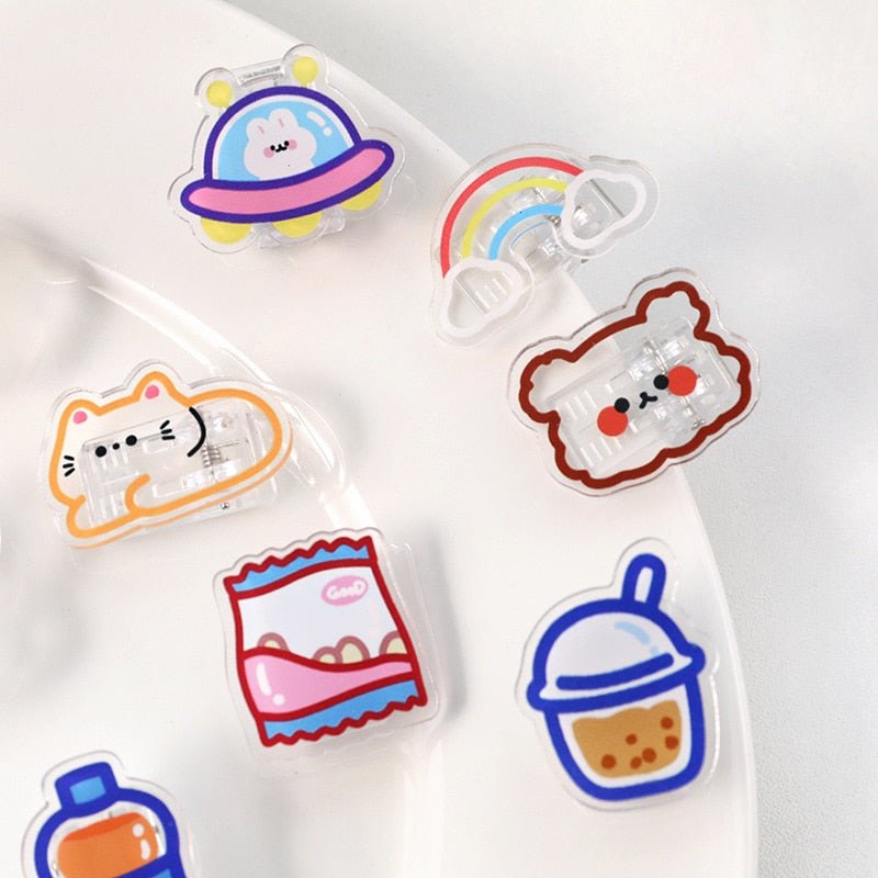 Snack Attack - Bear and Flower Transparent Acrylic Clips - Clips & Fasteners - Scribble Snacks