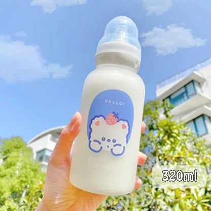 Strawberry Bear Glass Water Bottle - Water Bottles - Scribble Snacks